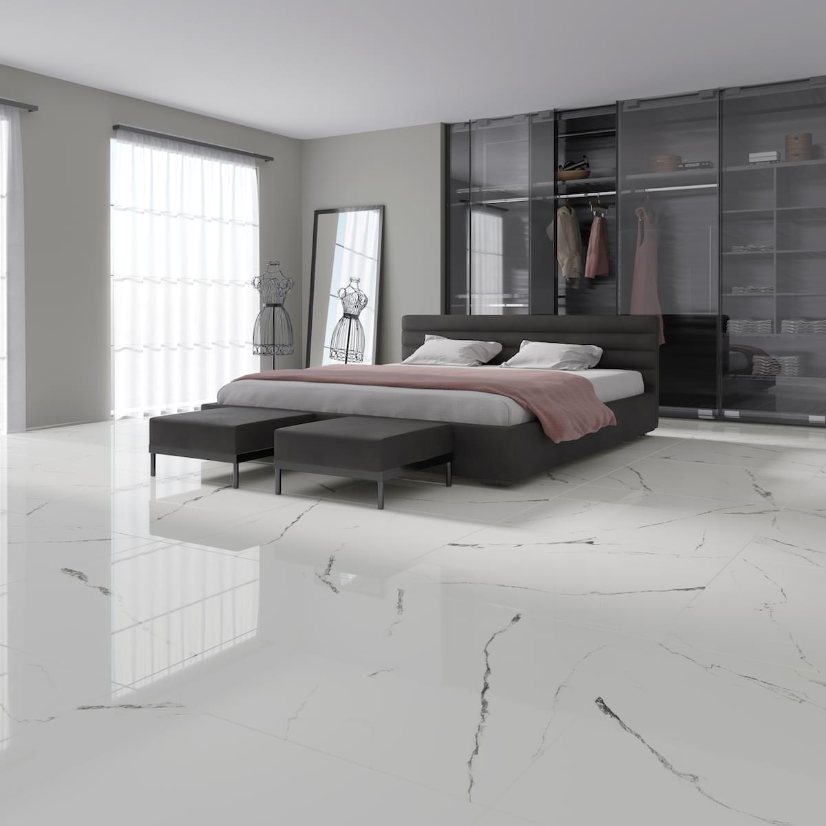 large marble tiles on the wall