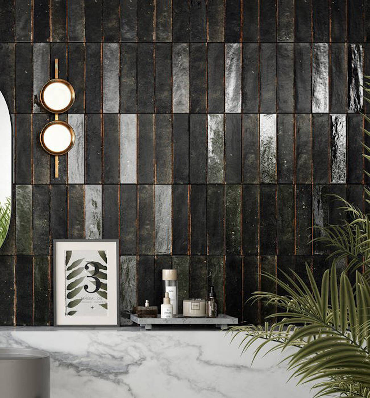 black wall tiles