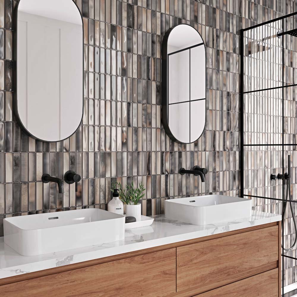Blue patterned wall tiles