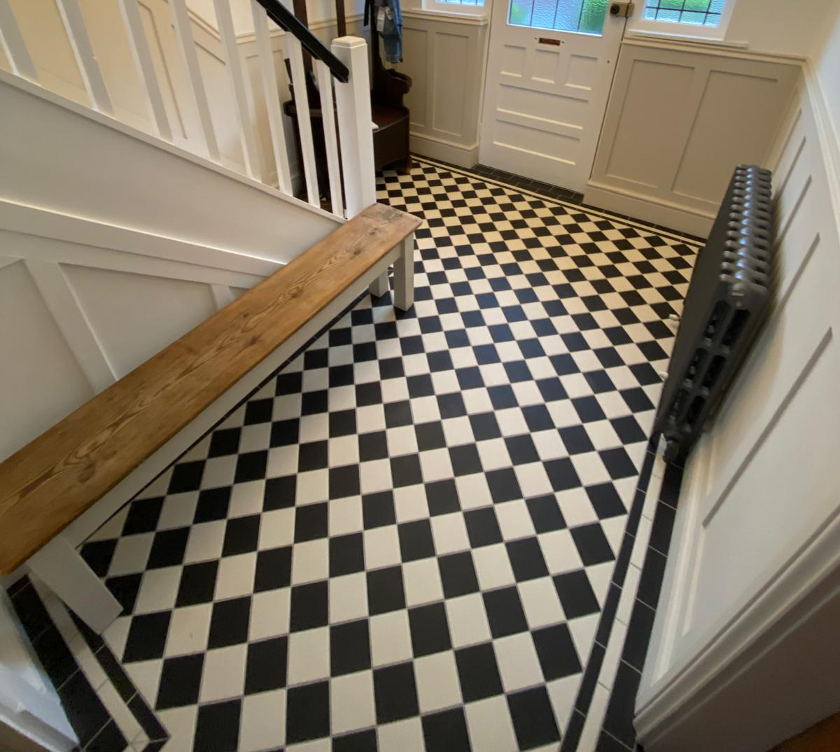 Black and white statment floor tiles 
