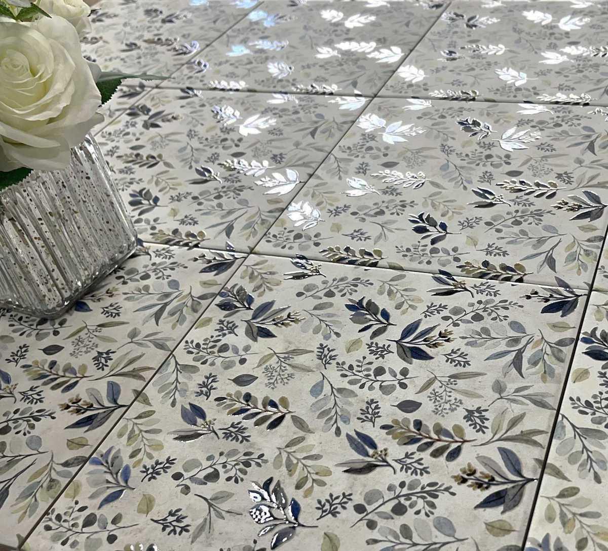 Blue patterned wall tiles