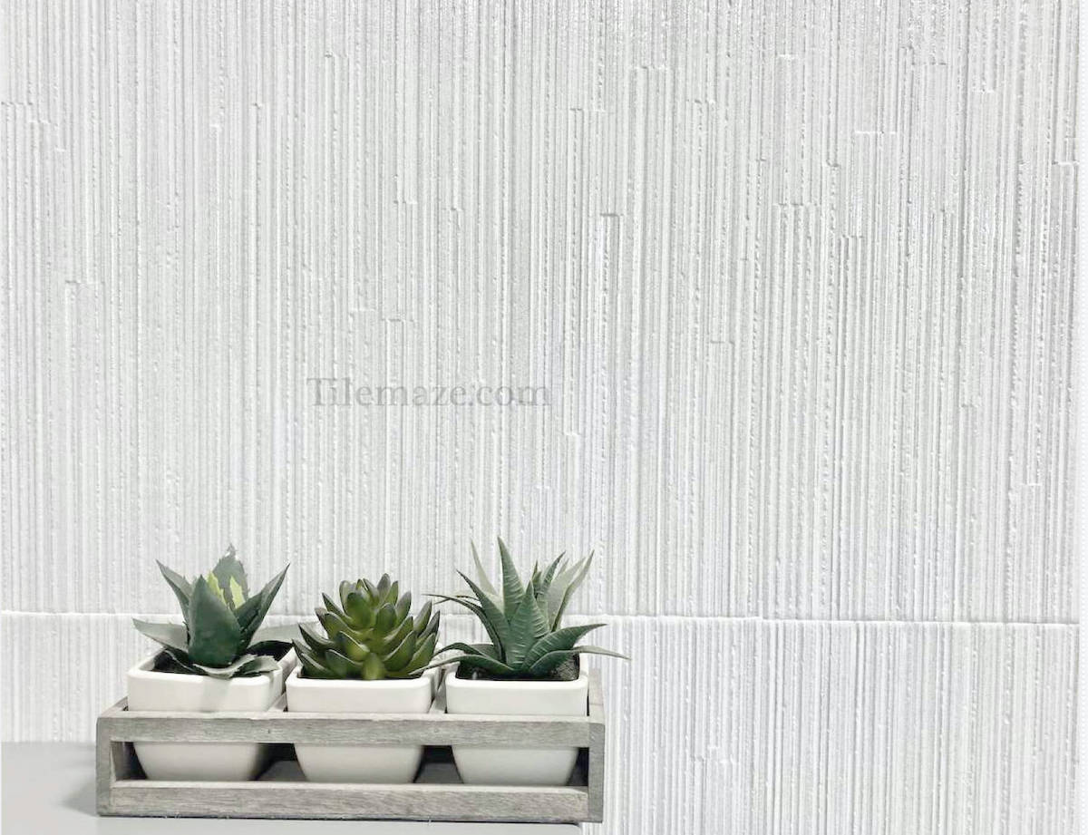 modern white tile with metallic lustre
