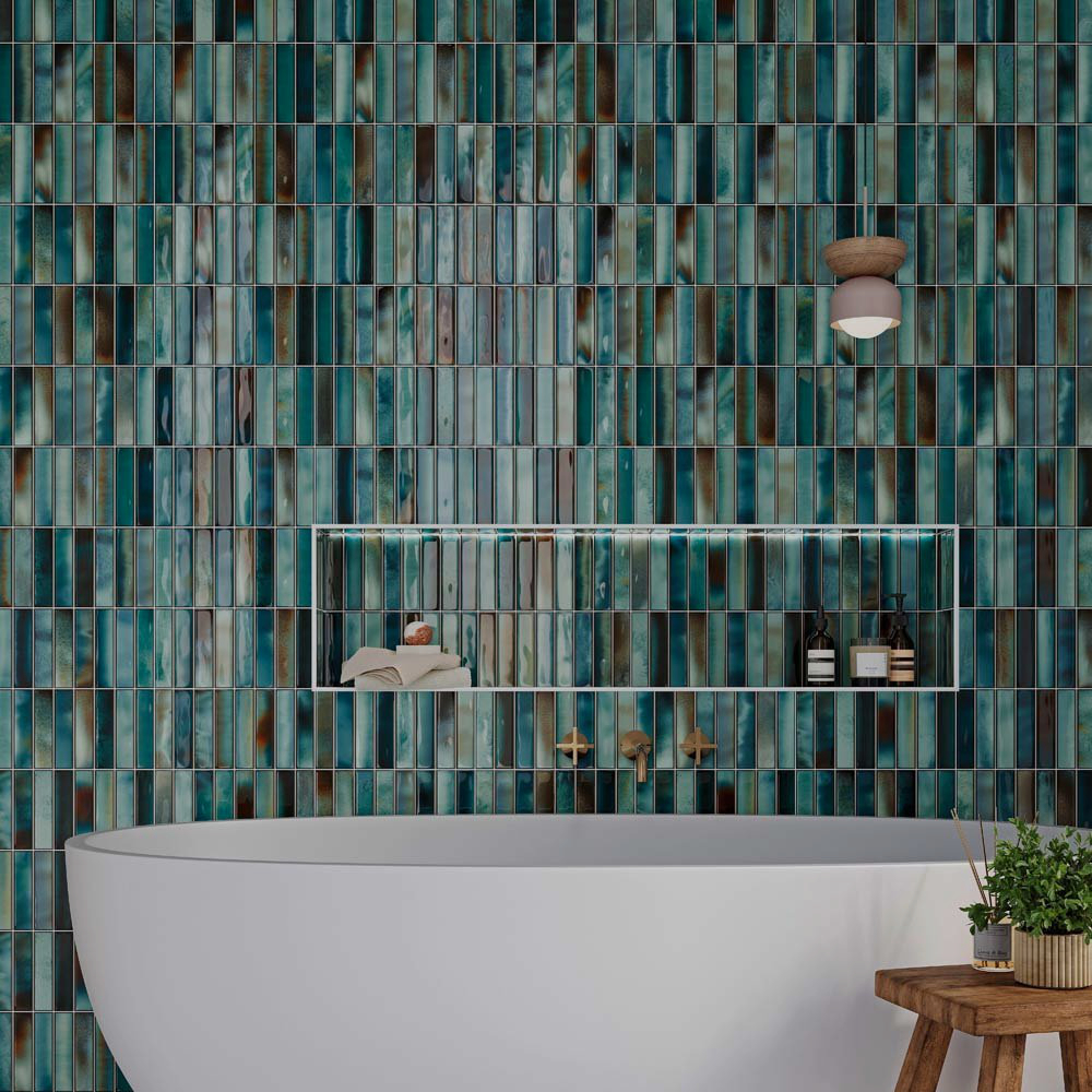 Blue patterned wall tiles