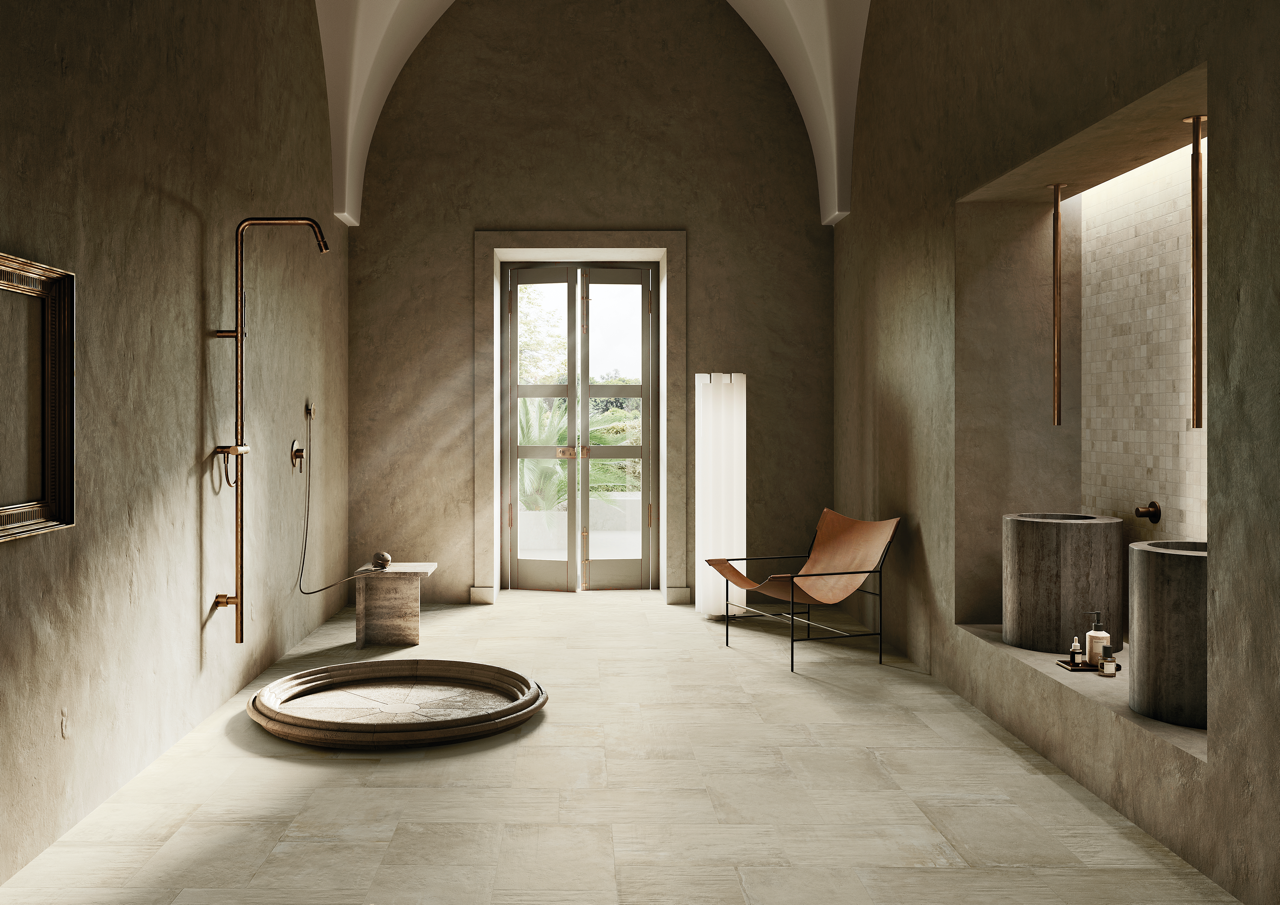 Limestone effect tiles